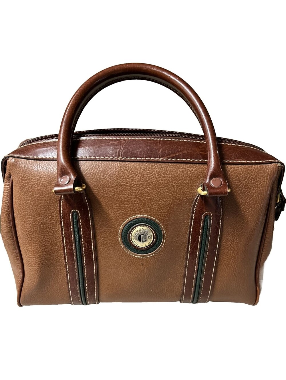 Vintage Carryland Handbag/Purse Satchel Bag Brown-Gold Closure
